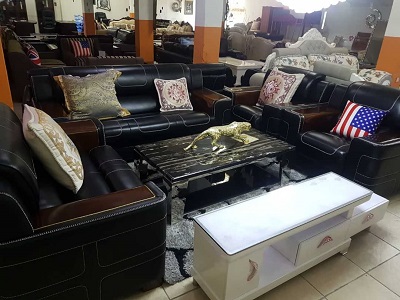 BLACK & DARK BROWN 7 SEATERS SOFA ( BENFU)