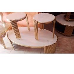 QUALITY DESIGNED ONE TOP WHITE MARBLE CENTER TABLE & 2 SIDE STOOLS (PIANET) QUALITY DESIGNED ONE TOP WHITE MARBLE CENTER TABLE & 2 SIDE STOOLS (PIANET) - deluxe.com.ng