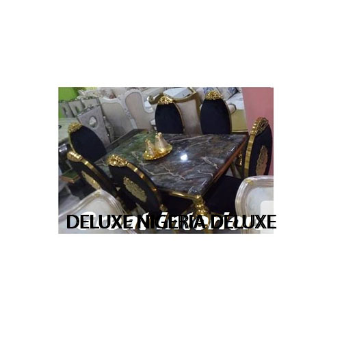 Gold Marble Dinning Set Furniture + 6 Chairs