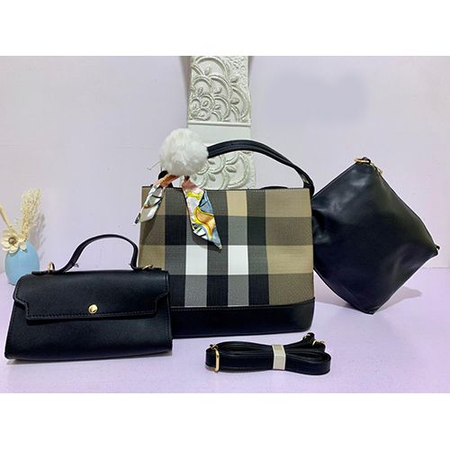 WOMEN'S LUXURY 3 PIECE HAND BAG WITH SHOULDER LOCK - deluxe.com.ng