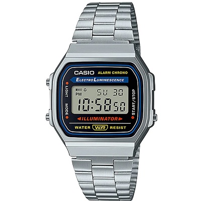 CASIO A168WA-1WDF MEN’S CLASSIC STAINLESS STEEL SMALL WATCH