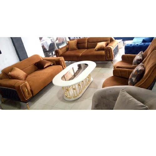 QUALITY DESIGNED BROWN 7 SEATERS SOFA CHAIRS (WITHOUT TABLE & STOOLS)-AVAILABLE (SETIN) - deluxe.com.ng