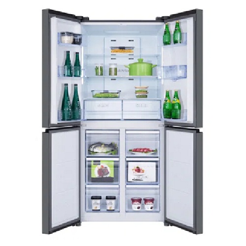 TCL REFRIGERATOR | 429 LITRE, 4 DOOR/CROSS DOOR, INVERTER NO FROST, ELECTRONIC CONTROL, AAT FRESH TECHNOLOGY, HUMIDITY CARE CRISPER, LED LIGHT, GLASS SHELF, INOX - P460CDS - deluxe.com.ng