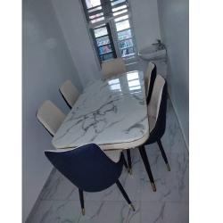 QUALITY DESIGNED CREAM MARBLE DINING TABLE & 6 CHAIRS- AVAILABLE (CHILU) QUALITY DESIGNED CREAM MARBLE DINING TABLE & 6 CHAIRS- AVAILABLE (CHILU) - deluxe.com.ng