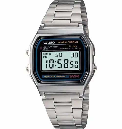 CASIO A158W-1 MEN’S CLASSIC DIGITAL STAINLESS STEEL BRACELET WATCH