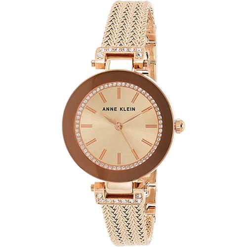 ANNE KLEIN AK/1906RGRG WOMEN’S PREMIUM CRYSTAL ACCENTED MESH BRACELET SMALL WATCH 