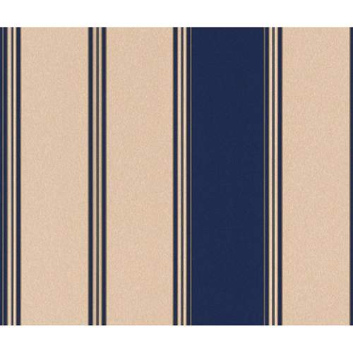 BLUE AND GOLD RASCH STRIPE WALLPAPER - 280326