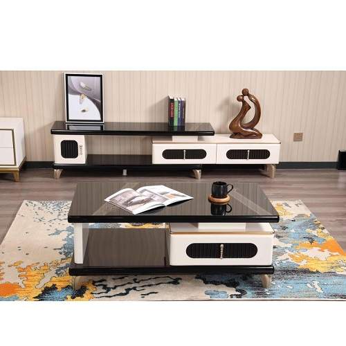 QUALITY DESIGNED WHITE & BROWN CENTER TABLE WITH TV STAND - AVAILABLE (CHILU) - deluxe.com.ng