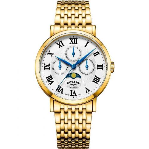 ROTARY GB05328/01 MEN’S WINDSOR GOLD MOONPHASE MEDIUM WATCH