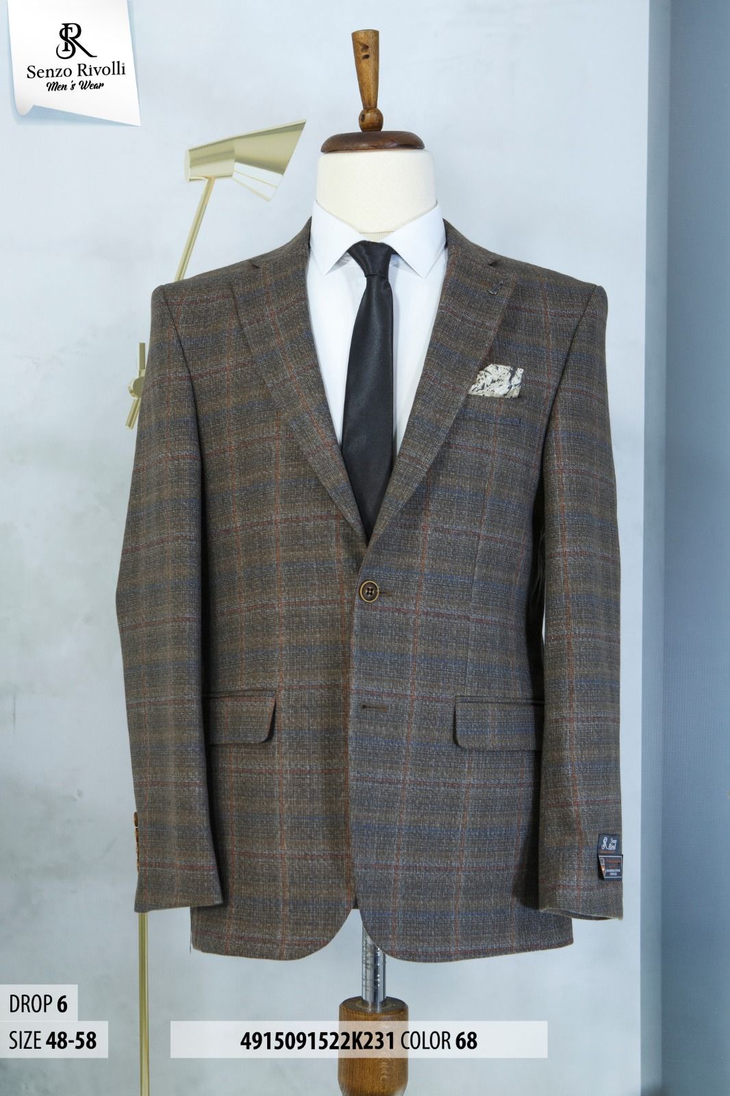 EXECUTIVE DARK GREY AND BROWN CHECKER TURKEY BLAZER [SWNL]