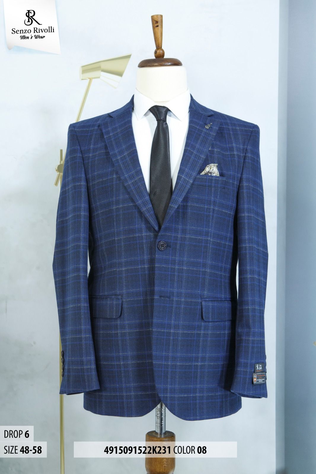 EXECUTIVE GREY AND BLUE CHECKERS TURKEY BLAZER [SWNL]