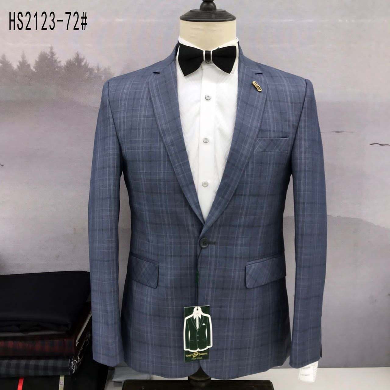 LIGHT GREY STRIPPED TURKEY BLAZER WITH ONE BUTTON (SWNL)-deluxe.com.ng