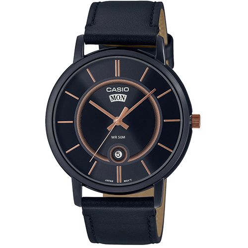 CASIO MTP-B120BL-1AVDF MEN’S MULTIFUNCTION BLACK LEATHER WATCH