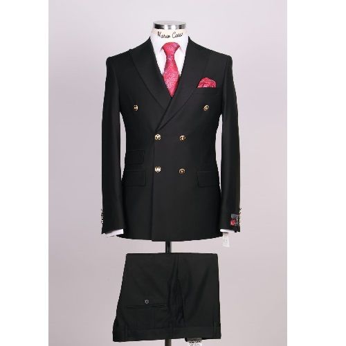 BLACK DOUBLE BREASTED SUIT | AVAILABLE IN ALL SIZES (MADU) (N) - deluxe.com.ng