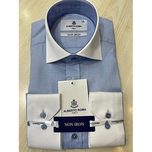 ALBERTO ROMA EXQUISITE SKY BLUE AND WHITE CORPORATE LONG SLEEVE SHIRT | AVAILABLE IN ALL SIZES (SWNL) (N) - deluxe.com.ng