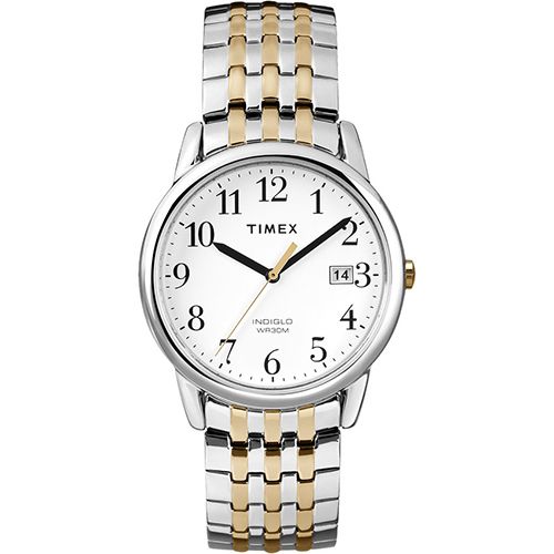 Timex T2P295 Men’s Easy to Read White Dial Two Tone Stainless Steel Expansion Band wih a Date Wind 