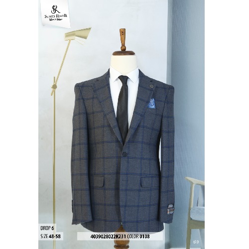 GREY AND BLUE CHECKER TURKEY BLAZER | AVAILABLE IN ALL SIZES (SWNL) (N) - deluxe.com.ng