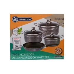 Crown Star Master Chef 7pcs Non Stick Aluminium Cooking Pots - deluxe.com.ng