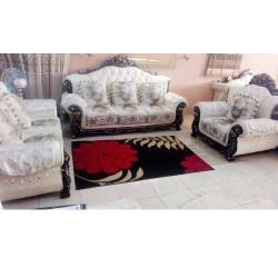 QUALITY DESIGNED 7 SEATERS SOFA & CENTER TABLE WTH 2 SIDE STOOLS (AUSFUR - deluxe.com.ng