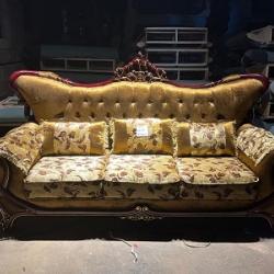 CREAM, GOLD & BROWN FRAME ROYAL 7 SEATERS SOFA (BENFU)