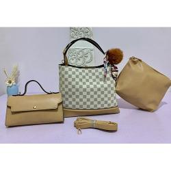 WOMEN'S LUXURY 3 PIECE HAND BAG WITH SHOULDER LOCK - deluxe.com.ng