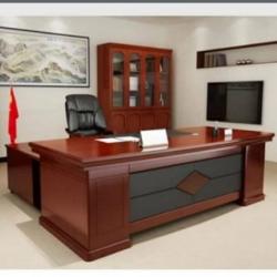 DARK BROWN EXECUTIVE OFFICE TABLE WITH EXTENSION (OFU)