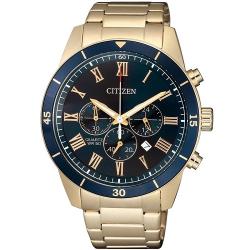 CITIZEN AN8169-58L MEN’S CHRONOGRAPH BLUE DIAL ROSE GOLD BRACELET WATCH - deluxe.com.ng