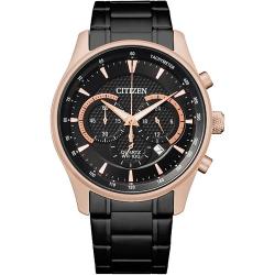 CITIZEN AN8196-55E MEN’S CHRONOGRAPH QUARTZ ROSE GOLD CASE BLACK BRACELET WATCH - deluxe.com.ng