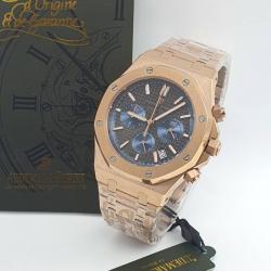 AUDEMARS PIGUET EXQUISITE BRONZE METAL STRAP WRISTWATCH WITH BLACK & BLUE SCREEN