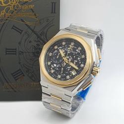 AUDEMARS PIGUET EXQUISITE SILVER METAL STRAP WRISTWATCH WITH GOLD & BLACK SCREEN