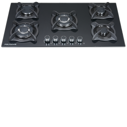 Polystar 5 Burner 8mm Real Thickness Tempered Glass,In-built, Battery Ignition, Gas Hob | PV-BA8705AGPS - deluxe.com.ng