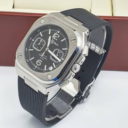 BELL & ROSE EXQUISITE DARK GREY RUBBER STRAP WRISTWATCH WITH DARK GREY SCREEN