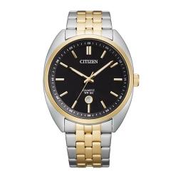 CITIZEN BI5094-59E MEN’S ANALOG QUARTZ BLACK DIAL TWO-TONE BRACELET WATCH -deluxe.com.ng