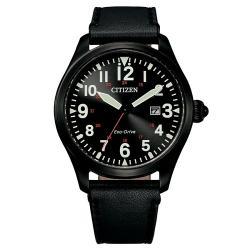 CITIZEN BM6835-23E MEN’S ECO-DRIVE CHANDLER BLACK VINTAGE MILITARY LEATHER WATCH - deluxe.com.ng