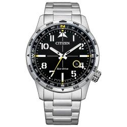 CITIZEN BM7550-87E ECO-DRIVE MEN’S BLACK DIAL SILVER BRACELET WATCH - deluxe.com.ng