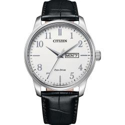 CITIZEN BM8550-14A MEN’S ECO-DRIVE WHITE DIAL BLACK LEATHER WATCH - deluxe.com.ng