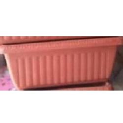 DARK ORANGE RECTANGULAR FLOWER POTS WITH VERTICAL LINES (PEGLO) - DELUXE.COM.NG