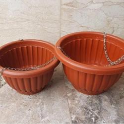 DARK ORANGE ROUND HANGING PLASTIC POTS (PEGLO) - DELUXE.COM.NG