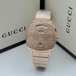 GUCCI EXQUISITE BRONZE METAL STRAP WRISTWATCH WITH DIGITAL DESIGN