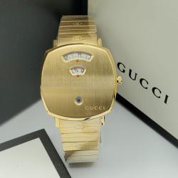 GUCCI EXQUISITE GOLD METAL STRAP WRISTWATCH WITH DIGITAL DESIGN