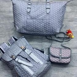 GUCCI DESIGNER FEMALE'S HANDBAG WITH PURSE & BACKPACK (GREY) (N)