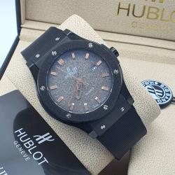 HUBLOT EXQUISITE BLACK RUBBER STRAP WRISTWATCH WITH BLACK & GREY SCREEN