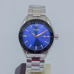 KOLBER GENEVE K6075201452 MEN’S ROUND BLUE DIAL STAINLESS STEEL WATCH