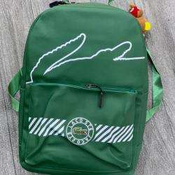 LACOSTE DESIGNER BACKPACK (GREEN & WHITE STRIPE)