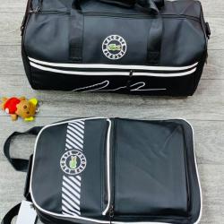 LACOSTE DESIGNER DUFFEL BAG & BACKPACK (BLACK & WHITE STRIPPED)