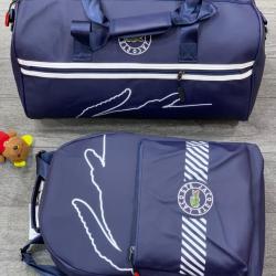 LACOSTE DESIGNER DUFFEL BAG & BACKPACK (NAVY BLUE & WHITE STRIPE) (N)