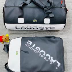 LACOSTE DESIGNER DUFFEL BAG & BACKPACK (BLACK & WHITE) (N)