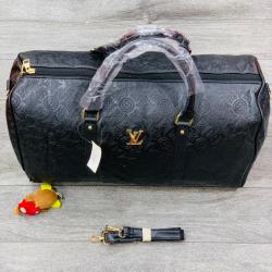 LOUIS VUITTON DESIGNER LEATHER DUFFEL BAG (BLACK) 