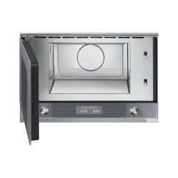 Smeg Microwave | MP122 Linea 21 Litres Side-Opening Built-In Microwave With Grill - Silver Glass - deluxe.com.ng