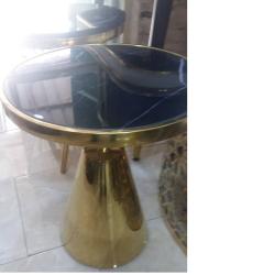 QUALITY DESIGNED GOLD & BLACK GLASS ROUND CENTER BASE TABLE - AVAILABLE (MOBIN) - Deluxe.com.ng